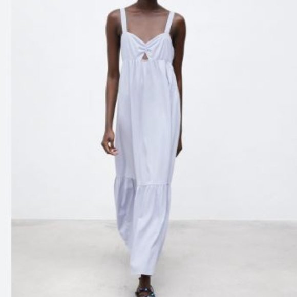 Zara Dresses & Skirts - Zara Cotton Light Blue Maxi Dress Size Small NWOT